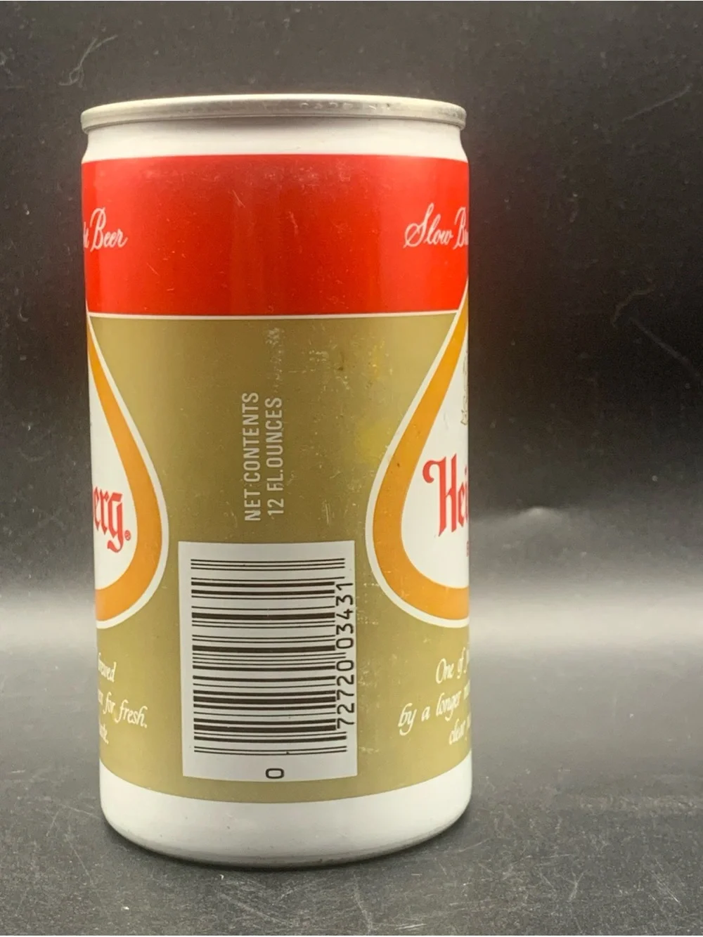 Vintage Beer Can Heidelberg Beer Gold Red Empty Slow Brewed Light Beer Aluminum